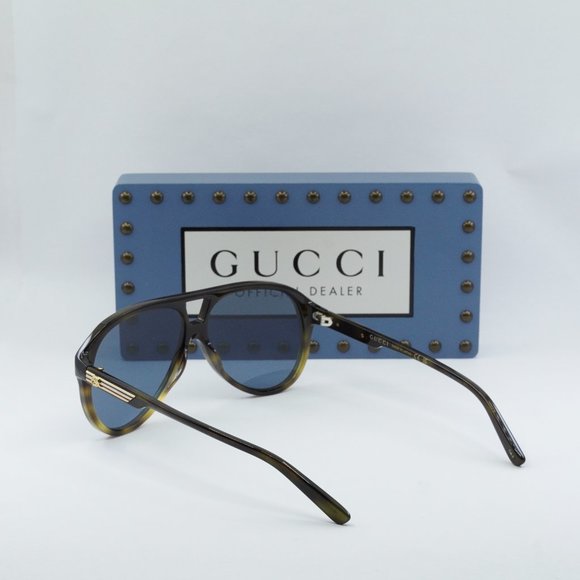 FINAL PRICE NEW GUCCI GG1286S 004 VINTAGE HAVANA/BLUE SUNGLASSES - Picture 8 of 9